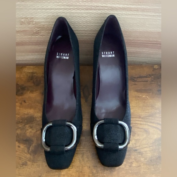 Stuart Weitzman Black Embossed Pum size 8 - Picture 2 of 10